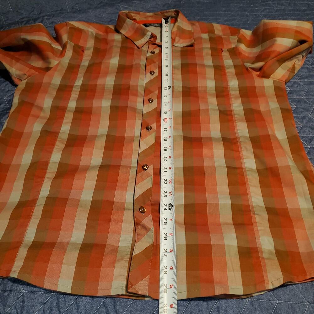 Arc'teryx Plaid Hiking Trail Shirt Side Zips Men's L Orange Pink Outdoor - Picture 8 of 8